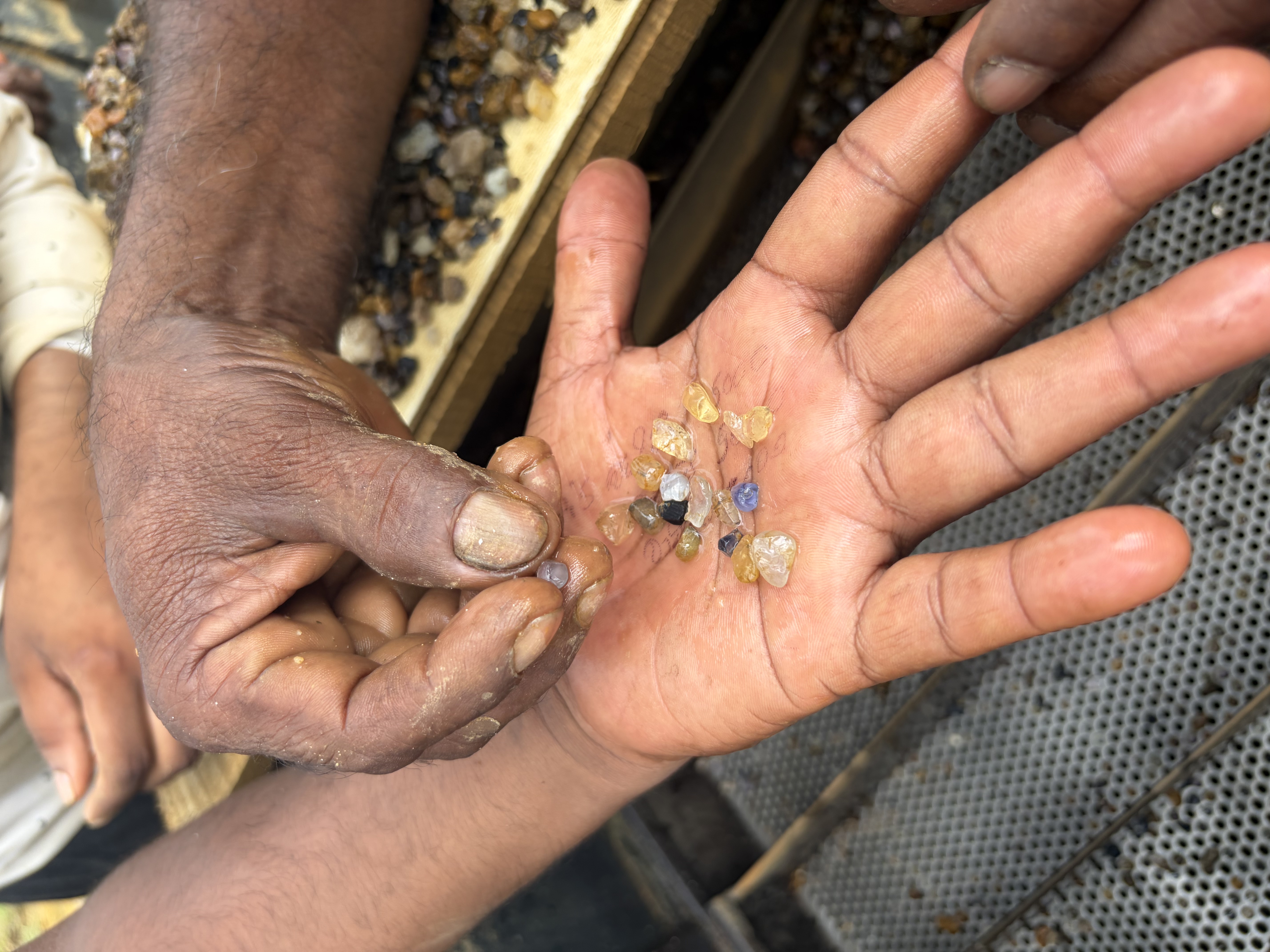 Rough gemstones at the mine